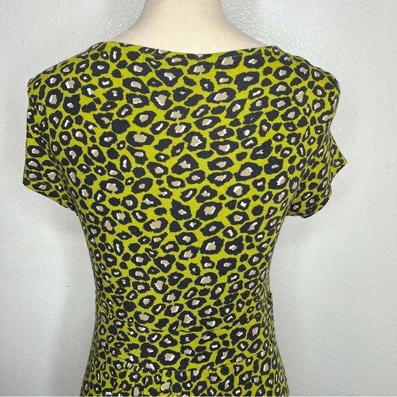BODEN Leopard Animal Print Jersey Knee Length Dress Cap Sleeve Size 8 - Picture 5 of 11